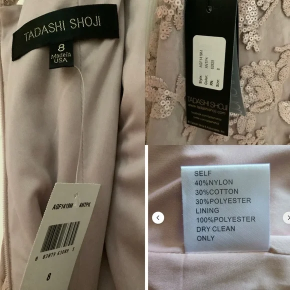 NWT Tadashi Shoji Blush Antique Pink Lace Cocktail Dress SIZE 8 - Picture 15 of 16